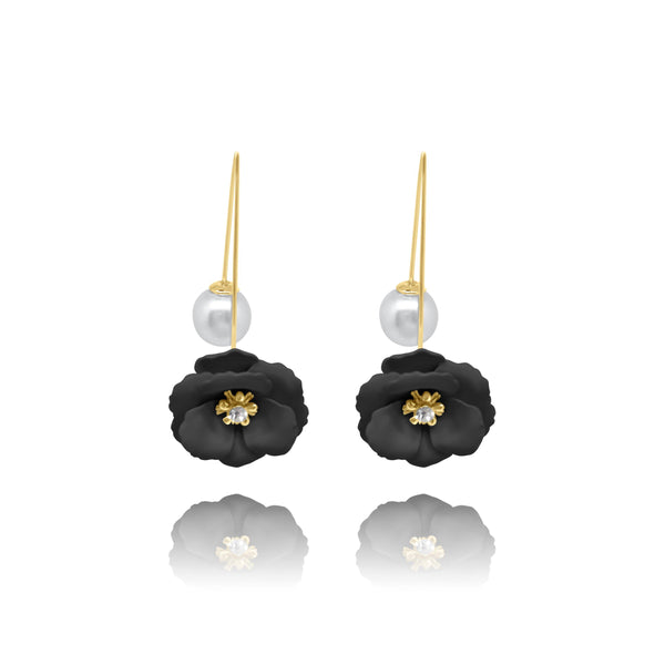 Las Flores Cherry Blossom Pearl Hanging Earrings - Euro Sparkles